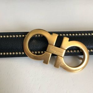 Salvatore Ferragamo Black and Gold Belt
